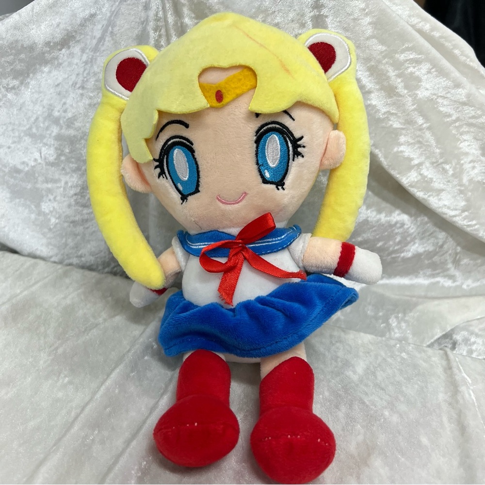 Anime Sailor Moon Plush Doll Blonde Pigtails suction toy 10 inch flawed